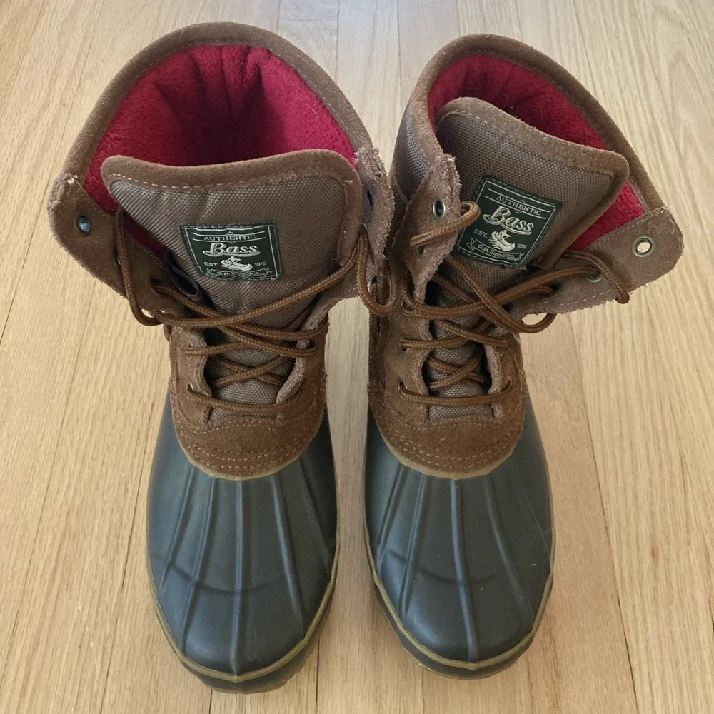 GH Bass Brown Duck Boots Red Lining Outdoors Hiking Waterproof Cabincore Camping